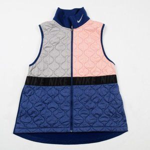 Nike AeroLayer Blue Pink Colorblock Insulated Full-Zip Running Vest Womens
